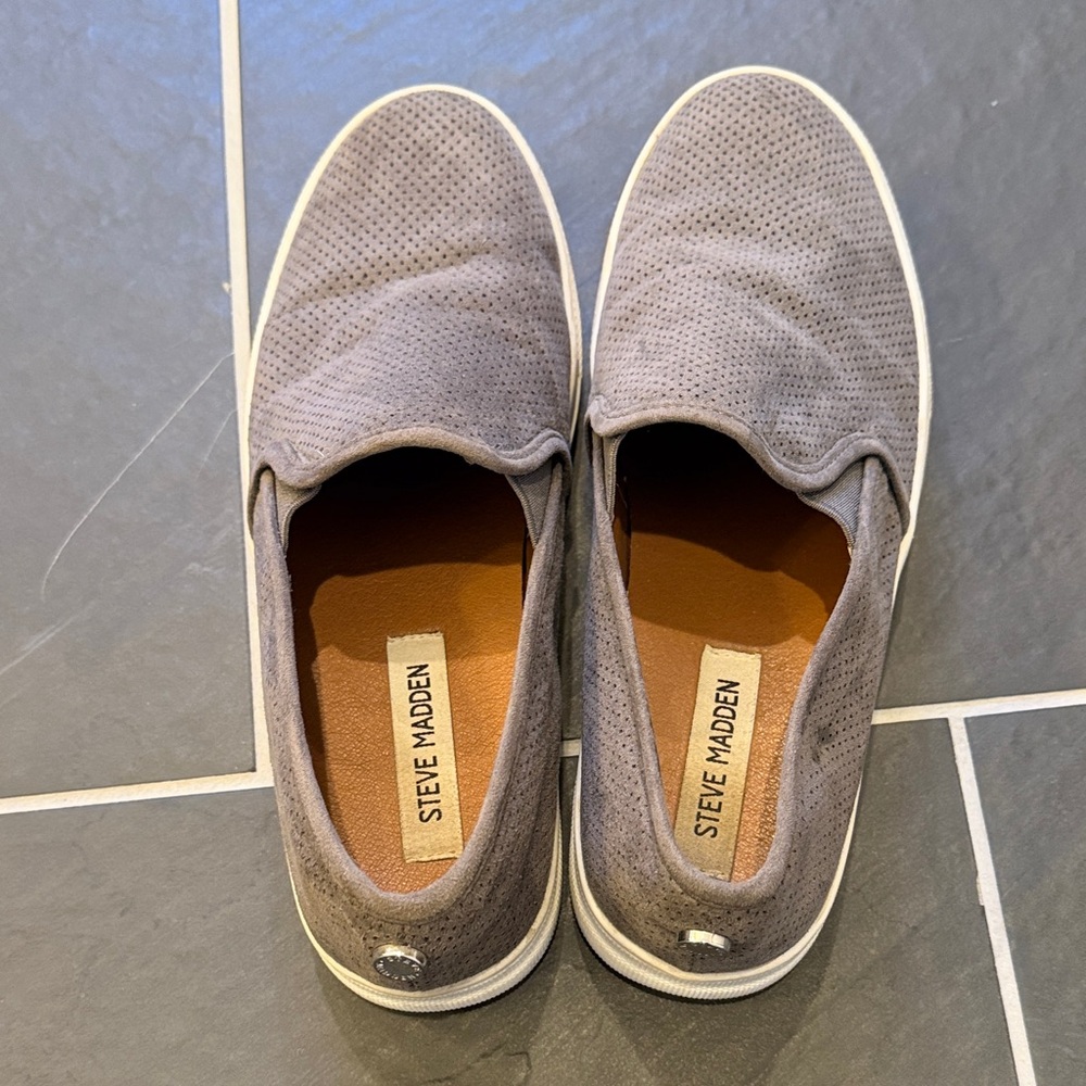 Steve Madden Klarissa Perforated Gray Slip On Sneakers Sz 8.5